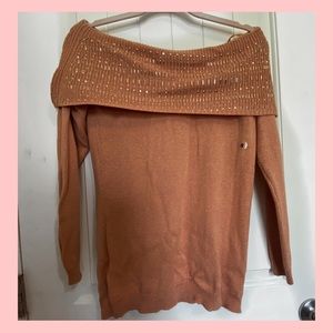 NY & Co pink off the shoulder bling sweater